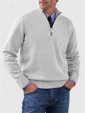 Men's Fall V Neck Half Zip Warm Knit Sweater