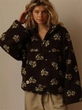 Women's Autumn Floral Long-sleeved Pullover Fleece Sweatshirts