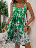 Women's Casual Holiday Style Printed Sleeveless A-Line Beach Tank Dress