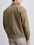 Korean Style Men's Long Sleeve Waist Length Solid Color Lapel Jacket