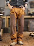 Men's Cotton Blend Loose Fit Cargo Trousers with Unique Patchwork Design