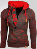 Men's Autumn Contrast Color Pockets Long Sleeve Hooded Sweaters
