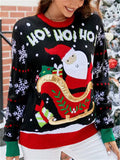 Women's Autumn Santa Claus 3D Pattern Round Neck Long Sleeve Sweaters