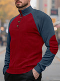 Men's Autumn Color Block Corduroy Pullover Long Sleeve Sweatshirts