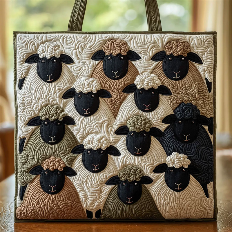 Dozen Black Face Sheep Pattern Canvas Tote Bag