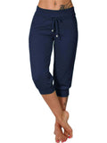 Female Mid-Rise Drawstring All Match Cropped Pants