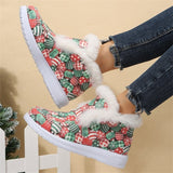 Winter Warm Plush Christmas Shoes Ankle Snow Boots for Women