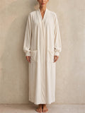 Womens Long Velvet Robe Soft Plush Outerwear with Pockets