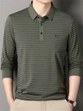 Men's Casual Stripe Pockets Lapel Long Sleeve Shirts