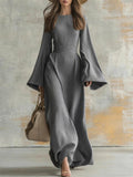 Women's Textured Bell Sleeve Maxi Dress Elegant Party Gown