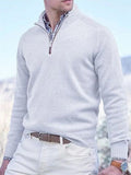 Men's Stand Collar Pullover Ribbed Hem Knitted Sweater