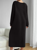 Women's Autumn Solid Color Simple Round Neck Long Sweatshirts Dress
