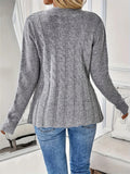 Women's Casual Single-breasted Solid Color Twisted Round Neck Sweaters