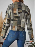Female's Autumn Printed Single Breasted Waist Length Cardigan Coats
