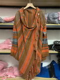 Women's Casual Contrast Color Striped Fringe Cardigan Sweaters
