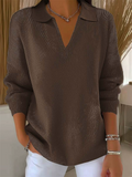 ‌Women's Soft Knit V Neck Casual Loose Fit Sweaters