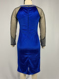 Women's Retro Mesh Patchwork Contrast Color Knee Length Dress