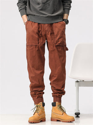 Male Thin Relaxed Fit Ankle-tied Cargo Pants