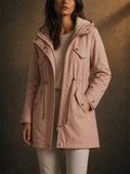 Women Winter Lined Drawstring Parka Hooded Jackets