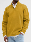Men's Solid Color Stand Collar Zipper Long Sleeve Sweatshirts