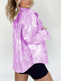 Women's Casual Tie-Dye Pockets Lapel Long Sleeve Blouses