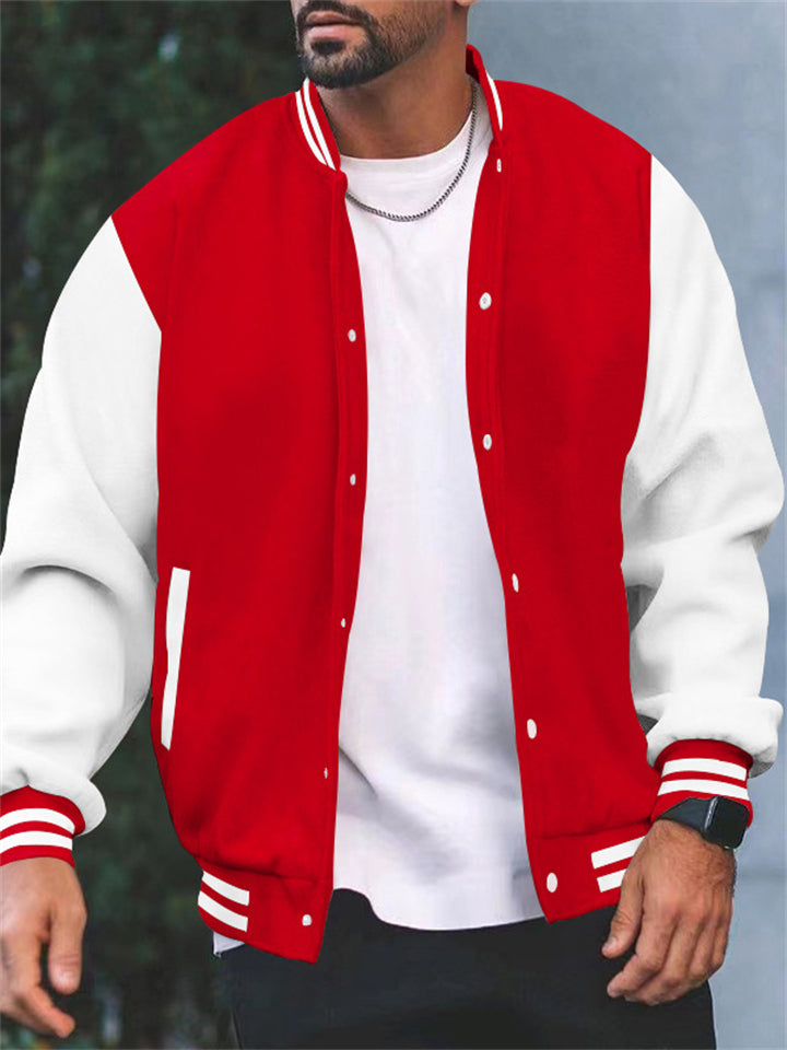 Men's Stand Collar Button Up Baseball Jackets