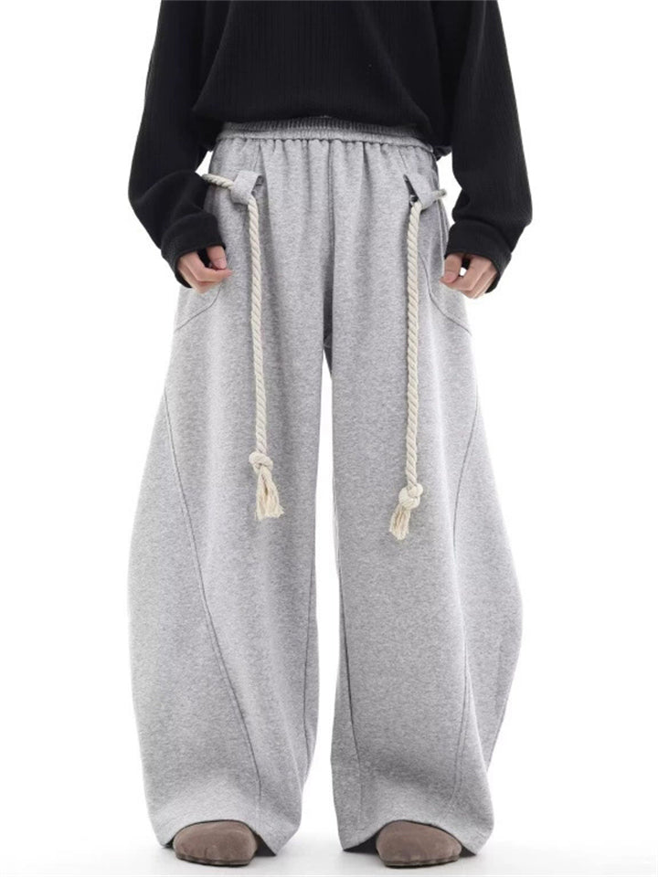 Gray Streetwear Loose Fit Drawstring Sweatpants with Pockets