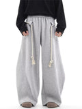 Gray Streetwear Loose Fit Drawstring Sweatpants with Pockets