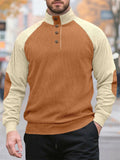 Men's Autumn Color Block Corduroy Pullover Long Sleeve Sweatshirts