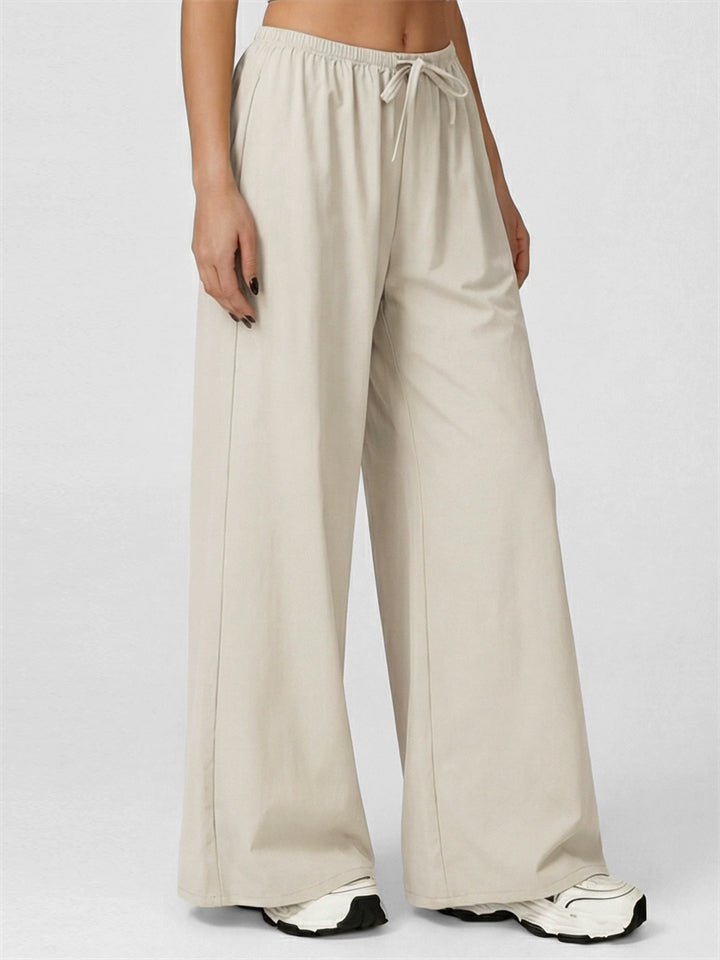 Women's Comfy Wide Leg Drawstring Palazzo Pants Loose Fit Trousers