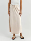 Women's Solid Color Drawstring A-Line Satin Skirts