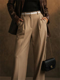 Women High Waist Wide Leg Pleated Office Dress Pants