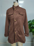 ‌Women's Autumn Brown Faux Suede Vintage Style Jacket‌ with Pockets
