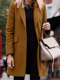 Women's Autumn Solid Color Mid-length Suit Collar Coat