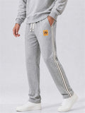 Mens Side Stripe Track Pants Drawstring Athletic Pants
