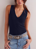Women's Solid Color Pullover Slim Sleeveless T-Shirt
