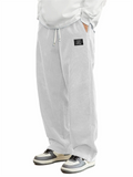 Men's Autumn Loose Solid Color Corduroy Drawstring Straight Leg Trousers