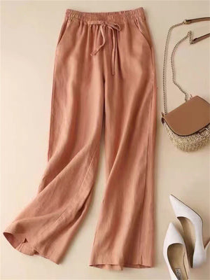 Leisure Linen High-Rise Oversized Pants for Women