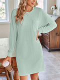 Women's Solid Color Stripe Round Neck Long Sleeve Dress