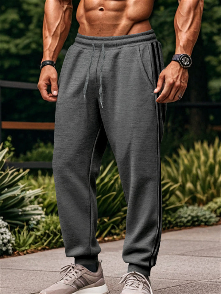 Men's Casual Drawstring Side Stripe Jogger Pants