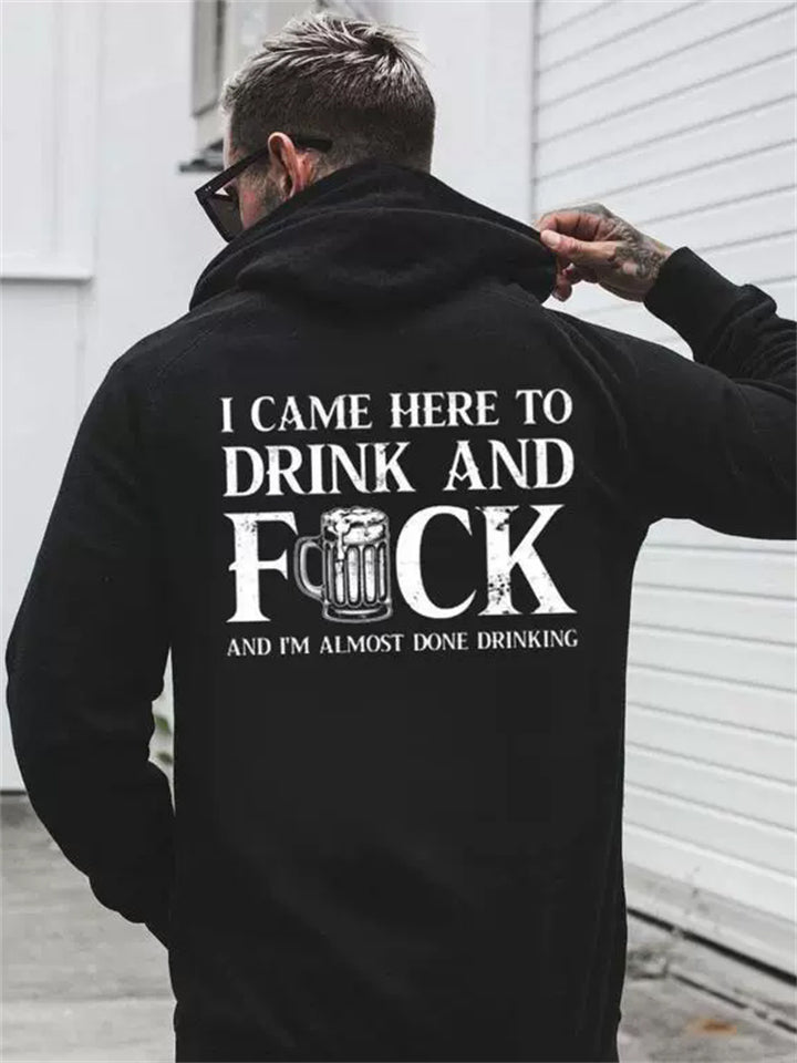 Men's Cool Letter Print Bold Bar Lights Hoodie