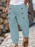 Men's Casual Cotton Solid Color Pockets Straight Pants