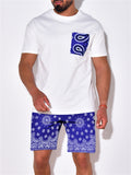 Men's Paisley Print Casual Short Sleeve Shirt Shorts Sets
