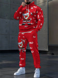 Men's Funny Christmas Style 3D Print Santa HO HO HO Tracksuit Hoodie Set