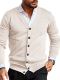 Men's V-Neck Button-Up Long Sleeve Casual Loose Fit Cardigan‌ Sweaters