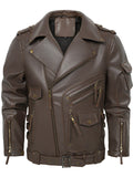 ‌Men's Punk Faux Leather Zippers Lapel Thermal Lined Biker Jackets