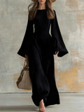 Women's Textured Bell Sleeve Maxi Dress Elegant Party Gown