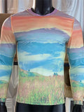 Men's Contrast Color Semi High Neck Slim Long-sleeve Undershirt