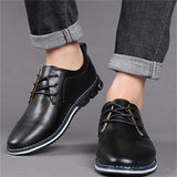 Men's Faux Leather Soft Solid Color Lace Up Flats Shoes