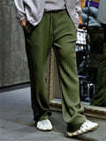 Men's Loose Drawstring Stripe Texture Straight-Leg Pants
